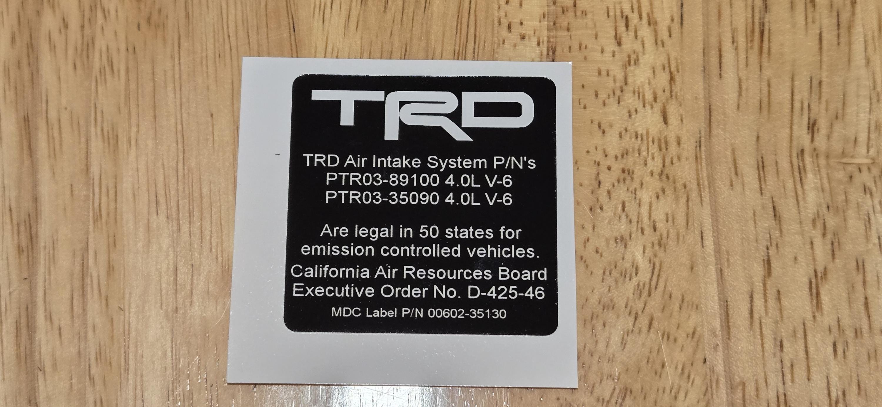 TRD Air Intake System (D-425-46) Label - Etsy