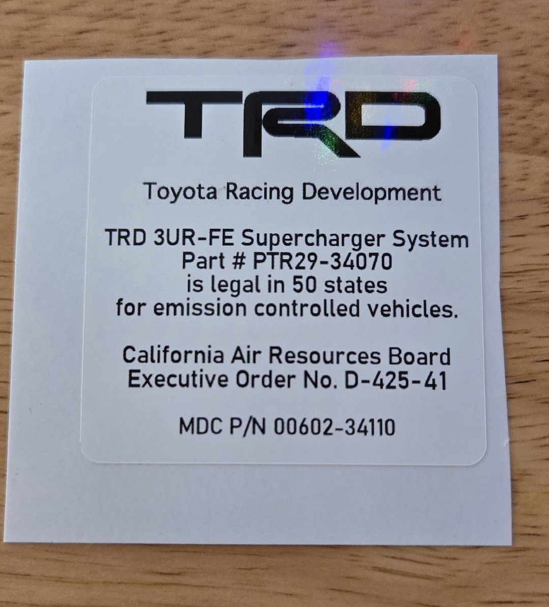 TRD Supercharger Part #'s (D-425-41) Label - Etsy