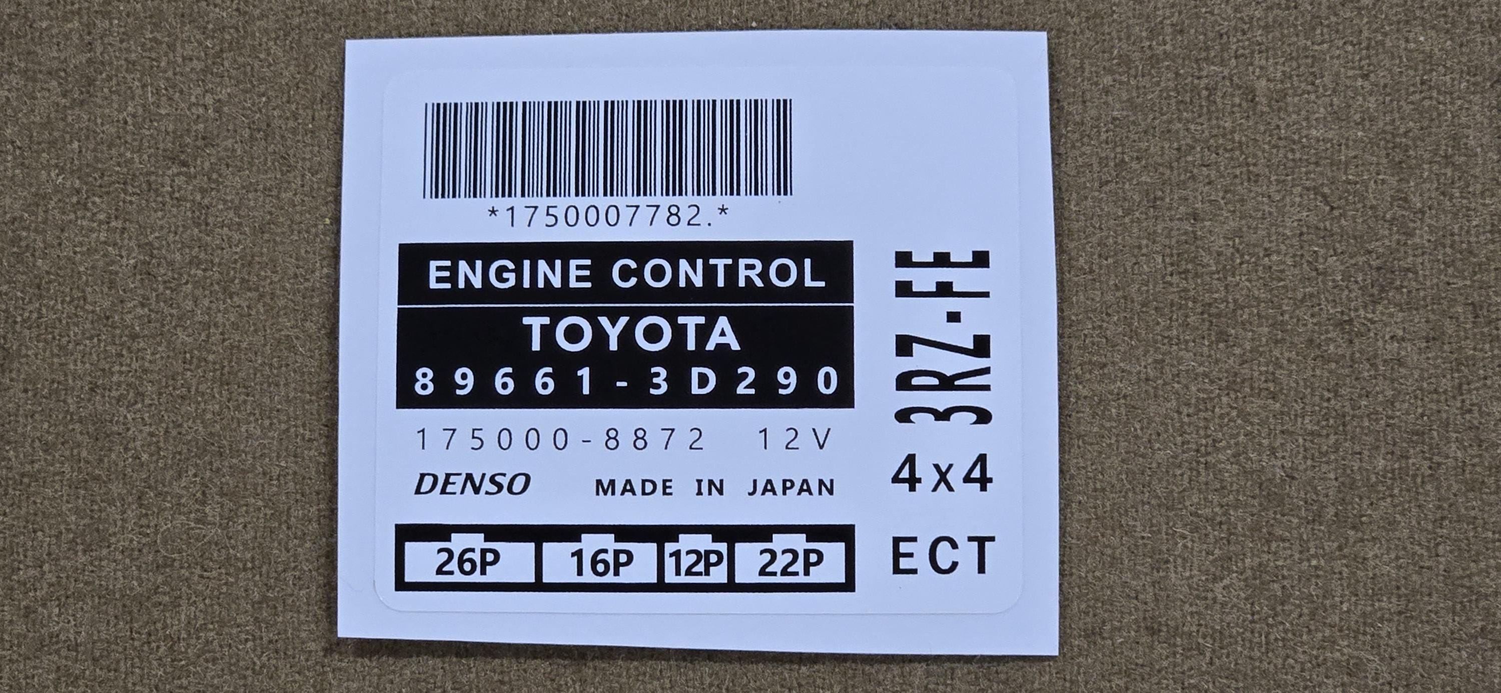ECU Engine Control Unit Label (89661-3D299) 3RZ-FE 4x4 ECT - Etsy