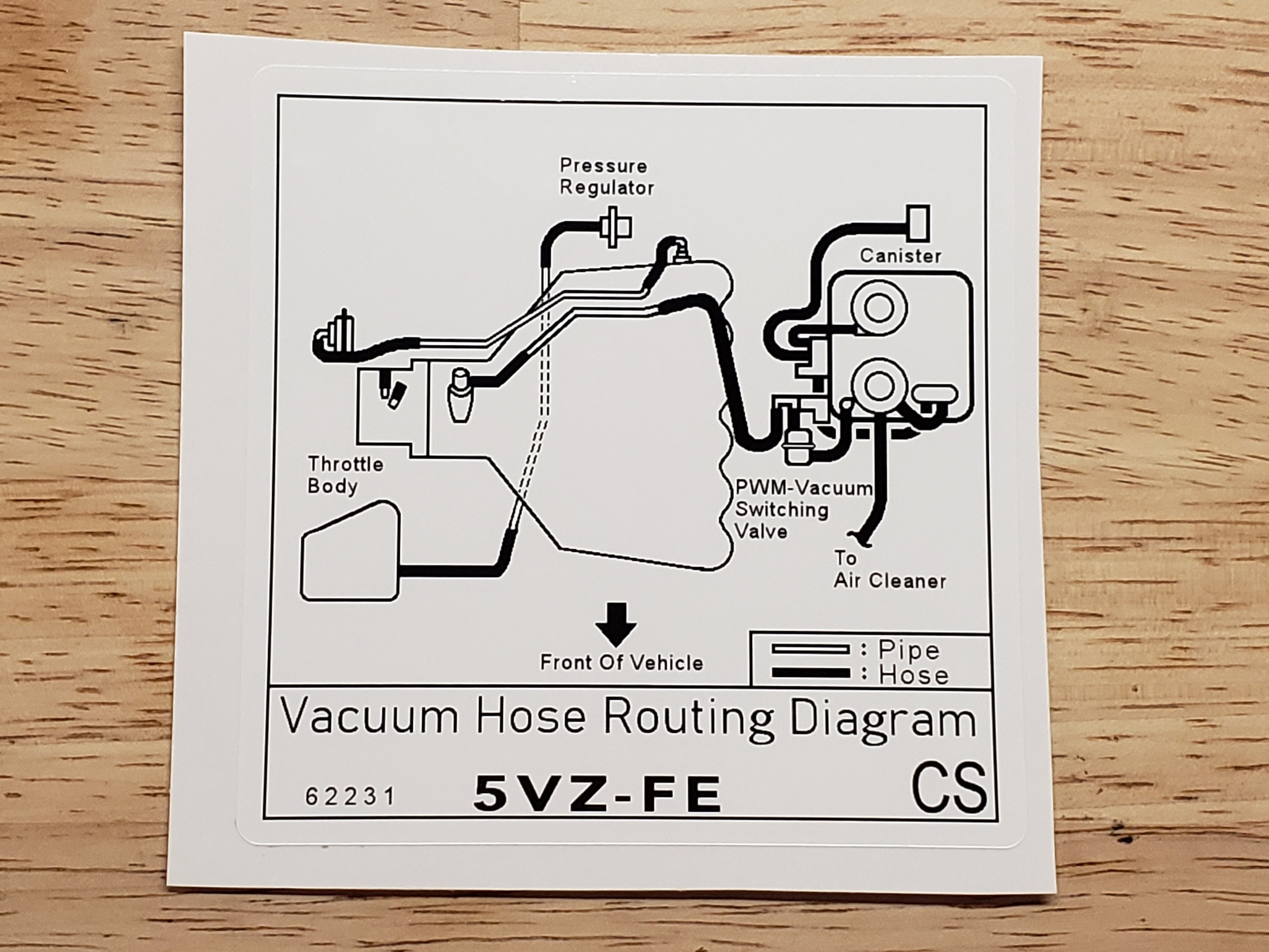 Toyota Vacuum Hose Information CS 62231 ( 5VZ-FE ) Sticker