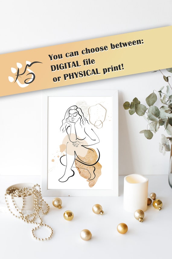 Female Body Line Art Minimalist Drawing of Girl Feminine Etsy