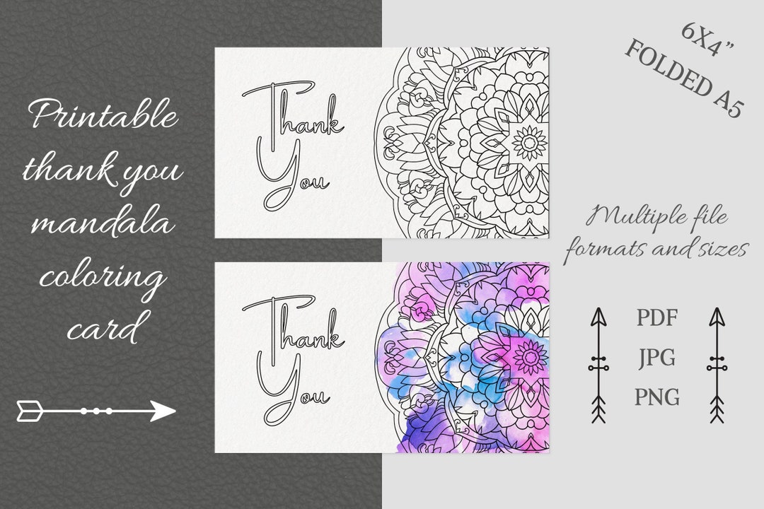 Coloring Thank You Card, Printable Thank You Card, Business Thank You