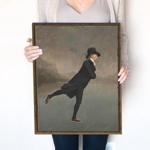 Skating Gentleman | Moody Oil Painting | Vintage Winter Wall Art | Winter Printable | Retro Christmas | Winter Decor | Ice Skating | 396