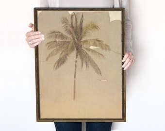 Puede incluir: Una impresión enmarcada de una fotografía vintage de una palmera sobre un fondo beige. La impresión mide 40,6 x 50,8 cm.