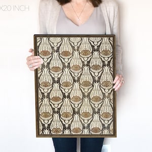 Lotus Pattern | Retro Wall Art | Textile Wall Art | Vintage Print | Neutral Wall Art | Fall Decor | Tapestry Wall Art | Printable | 336
