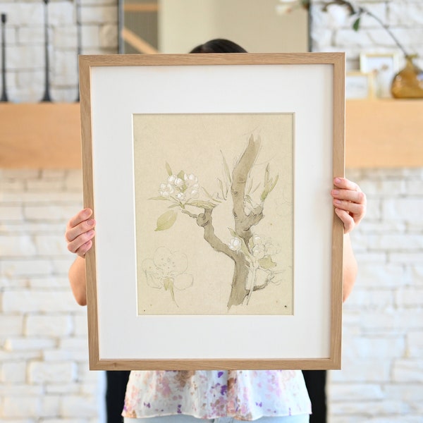 Pear Blossom, Budding Branch | Coquette Room Decor | Floral Printable | Drawing | Muted, Neutral, Spring Decor | Instant Download | 513