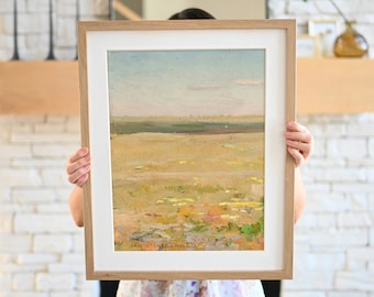 Wildflower Painting | Printable Wall Art | Vintage Landscape Oil Painting of a Meadow with Wildflowers | Spring Decor | 537