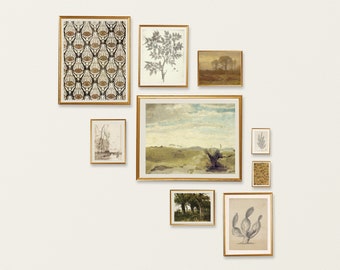 Gallery Wall Set for Stairway Wall | Abstract Landscape | Neutral Gallery Wall | Art for the Stairs | Sage Green Wall Art | Calming