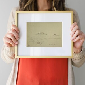 Vintage Mountain Print, Sketch of Mountain Range with Snow Caps, Vintage Art Print, Printable | 231