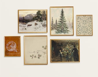 Christmas Prints | Christmas Tree Gallery Wall Set | Christmas Printable Wall Art | Vintage Christmas Print | Holiday Decor Instant Download