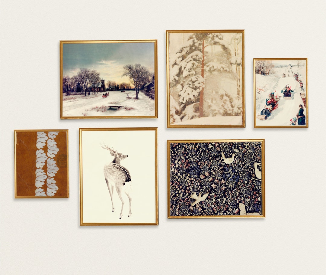 Vintage Christmas Prints | Christmas Prints Gallery Wall Set | Sleigh ...