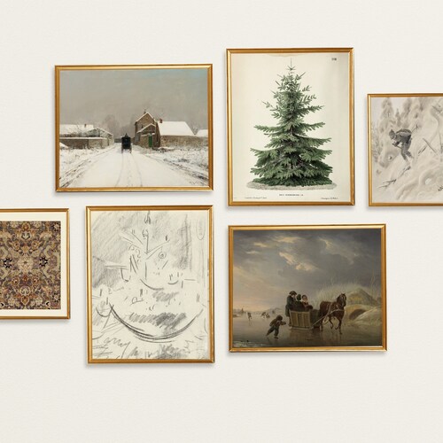 Christmas Gallery Wall Set Dark and Moody Vintage Decor - Etsy