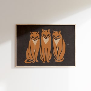 Orange Cat Art | Halloween Wall Art Printable | Vintage Halloween Decor | 614