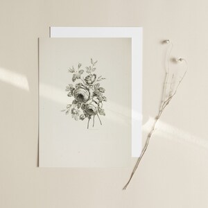 Rose Drawing | Coquette Room Decor | Bouquet with Roses | Floral Sketch | Vintage Flower Print | 1700s Art | Instant Download | 284 image 5