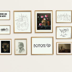 Set von zehn Bar Cart Prints, Vintage und Moderne druckbare Wandkunst
