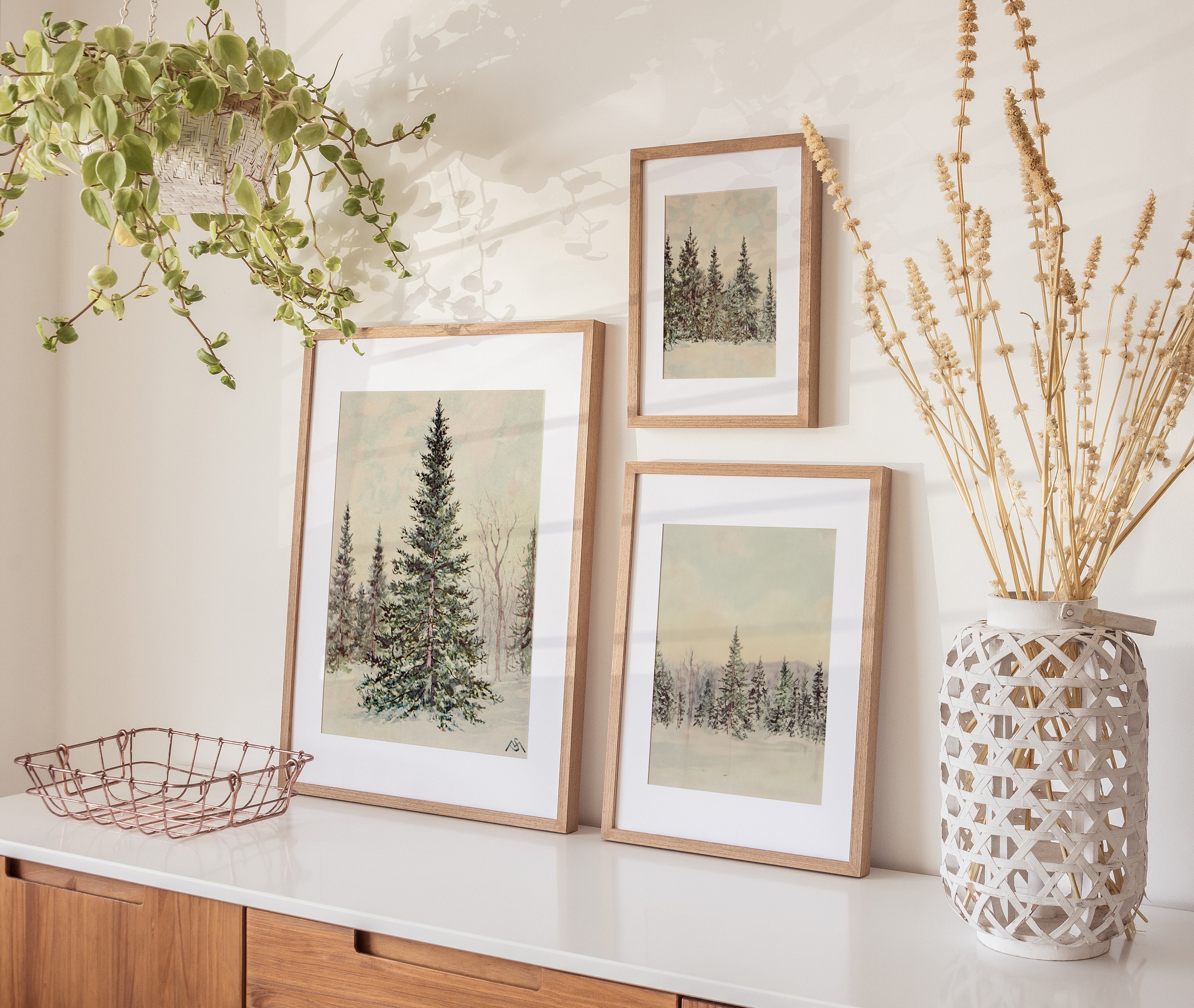 Winter Wonderland Set of 3 Prints | Snowy Pine Tree in a Forest ...