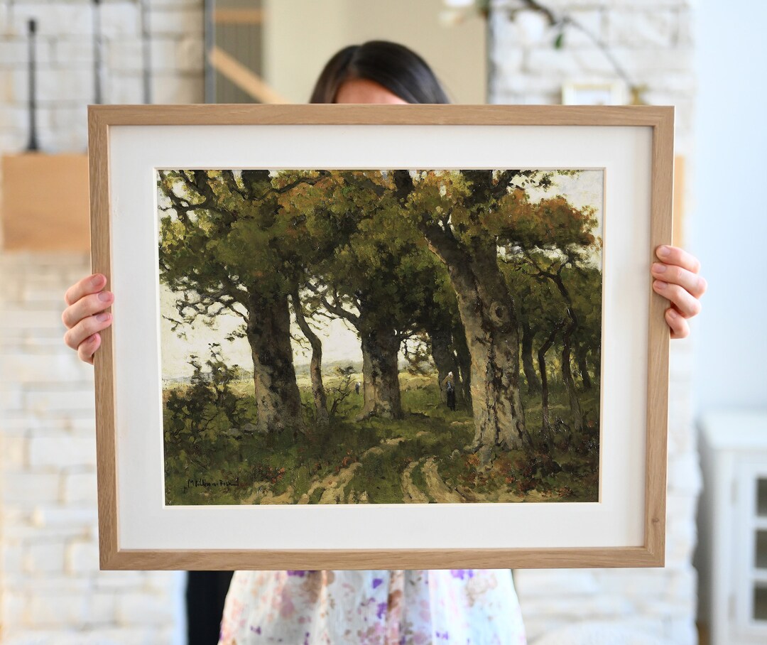 Dark Green Landscape Print Forest Path Lane in the Woods Forest Green