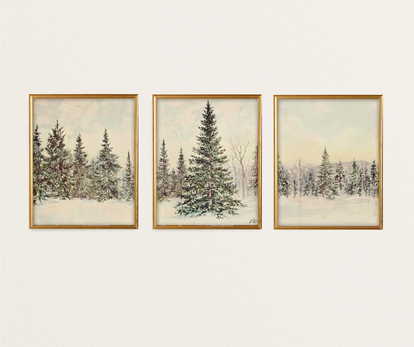 Winter Wonderland Set of 3 Prints | Snowy Pine Tree in a Forest ...