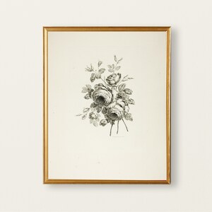 Rose Drawing | Coquette Room Decor | Bouquet with Roses | Floral Sketch | Vintage Flower Print | 1700s Art | Instant Download | 284 image 2
