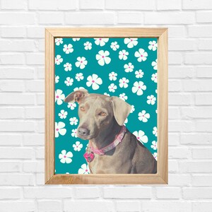 Green Floral Pet Portrait - Digital Download, Printable, Housewarming, City, Wall decor, Wall Art