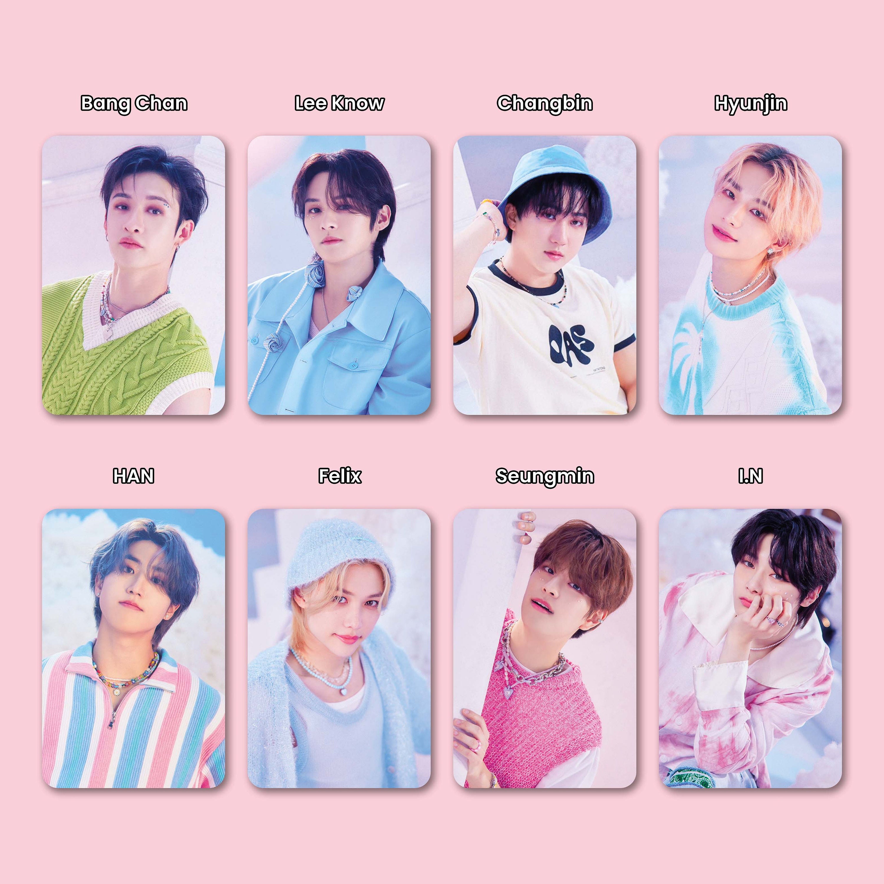 Stray Kids Photocard Set Buzzrhythm Selfies 1 Fanmade Lomo OT8 Perfect Gift  for STAY Friends, Mom, Daughter Matte Double-sided 