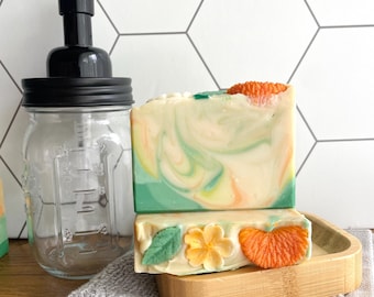 Orange Blossom Soap Bar, plant based cold process soap, neroli scented beauty products, floral and fruity designed soap for women