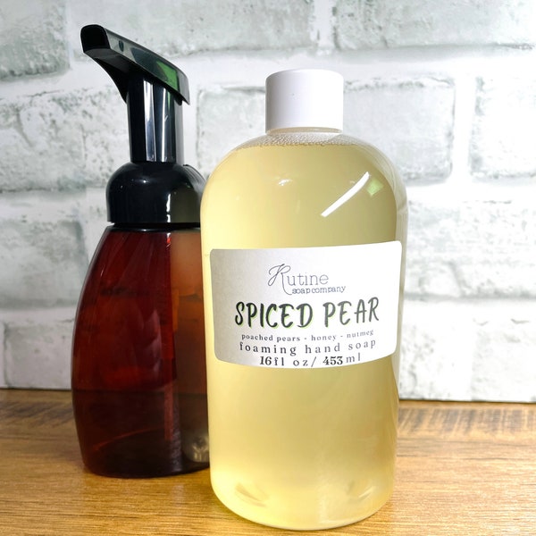 Spiced Pear Foaming Hand Soap Refill, hand washing for kids, refill with foamer bottle, liquid soaps made from scratch, soap dispenser pump