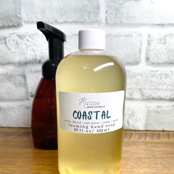 Coastal Foaming Hand Soap Refill, easy cleaning, refill with foamer bottle, liquid soap made from scratch, soap dispenser pump, vegan