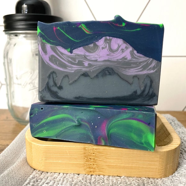 Palo Santo Soap Bar, vegan palm oil free cold process soap, paraben free, phthalate free soap, neon soap gift for men, hippie gift for women