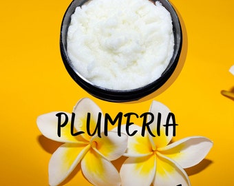Plumeria Emulsified Sugar Scrub, summer scents gift box for wife, floral gift for best friend, perfume gift for mom, soap gift for plant mom