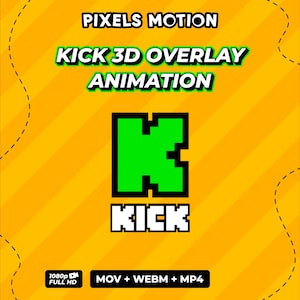 Animerad Kick Follow-knappöverlägg | Stream-överlägg för Twitch och YouTube (digital nedladdning)