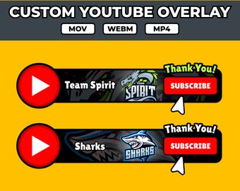 Custom Animated YouTube Subscribe and Bell Button Overlay with integrated special effects to enhance your channel. v1 - Multilingual