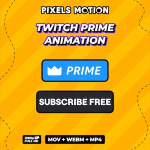 Animatie van de Twitch Prime-abonneerknop | Onderste derde overlay sociale media | Stijl 7 (digitale download)