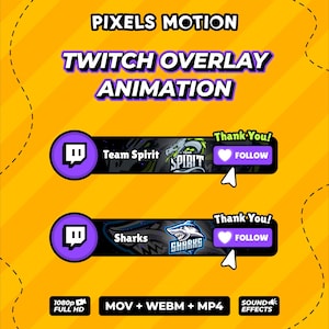 Sobreposição personalizada e animada para botões de seguir e inscrever-se no Twitch, com terço inferior para redes sociais (Download Digital) v1