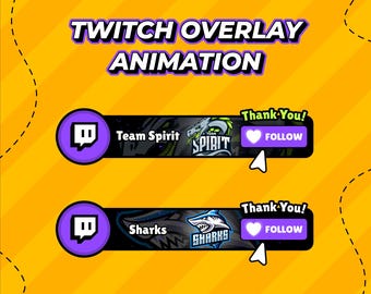 Custom Animated Twitch Follow and Subscribe Button Overlay, Social Media Lower Third Overlay (Digital Download) v1