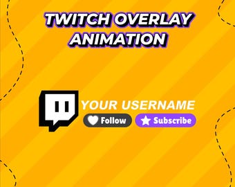 カスタム Twitch フォローボタンアニメーション | ソーシャルメディア ロワーサードオーバーレイ | スタイル 7 (デジタルダウンロード)
