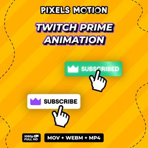 Animated Twitch Prime Subscribe Button Overlay, Social Media Lower Third Overlay. (Digital Download) v6