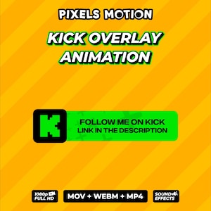 Animación personalizada del botón de seguimiento de patada / Superposición del tercio inferior de redes sociales / Estilo 6 (Descarga digital)