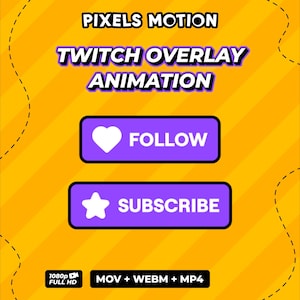 Twitch Follow Button Animation | Social Media Lower Third Overlay | Style 2 (Digital Download)