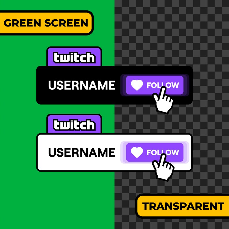 Custom Animated Twitch Follow and Subscribe Button Overlay | Stream ...