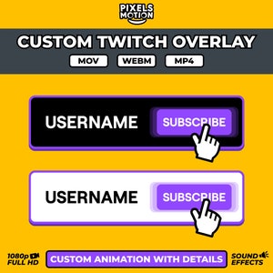 Custom Animated Twitch Subscribe Button Overlay with Effects (Digital Download)