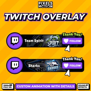 Custom Animated Twitch Follow and Subscribe Button Overlay with integrated special effects to enhance your channel. v1