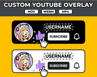 Custom Animated YouTube Like, Subscribe and Bell Button Overlay with integrated special effects to enhance your channel. v8 - Multilingual