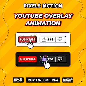 YouTube Subscribe Button Animation | Social Media Lower Third Overlay, Stream Alerts | Style 3 (Digital Download)