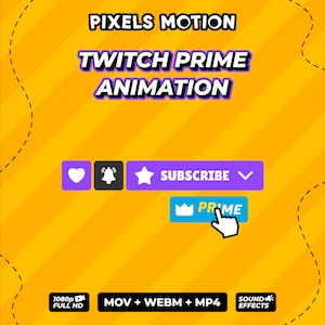 Animación del botón de suscripción de Twitch Prime / Superposición del tercio inferior de redes sociales / Estilo 5 (Descarga digital)