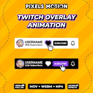 Aangepaste twitch-volgknopanimatie | Onderste derde overlay sociale media | Stijl 11 (digitale download)