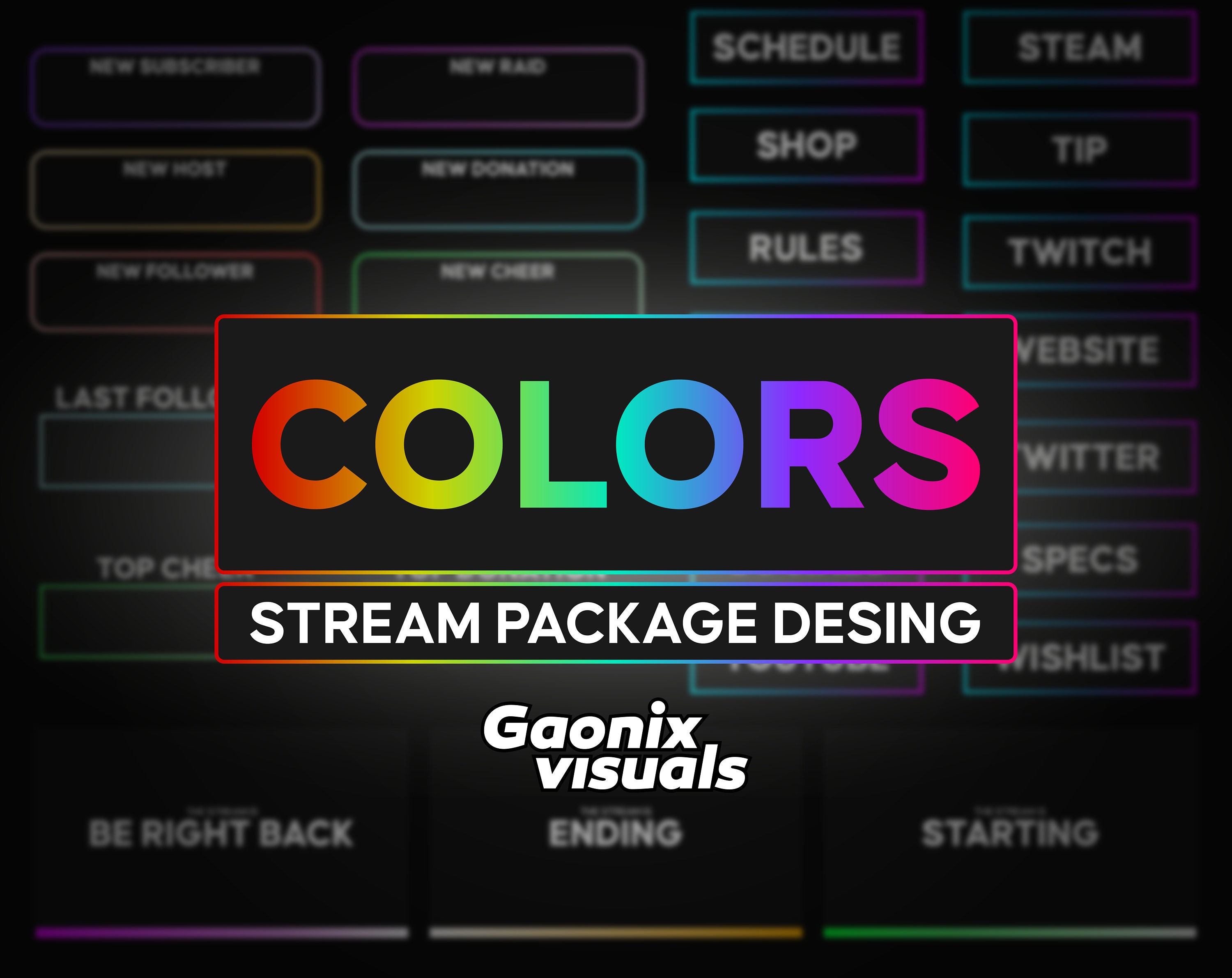 Twitch Overlay Package Colours, Twitch Panels Animated, Twitch Overlays ...