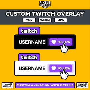 Custom Animated Twitch Follow and Subscribe Button Overlay with integrated special effects to enhance your channel. v7