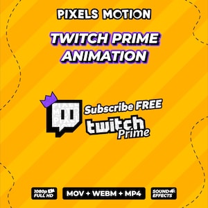 Animación del botón de suscripción de Twitch Prime / Superposición del tercio inferior de redes sociales / Estilo 2 (Descarga digital)
