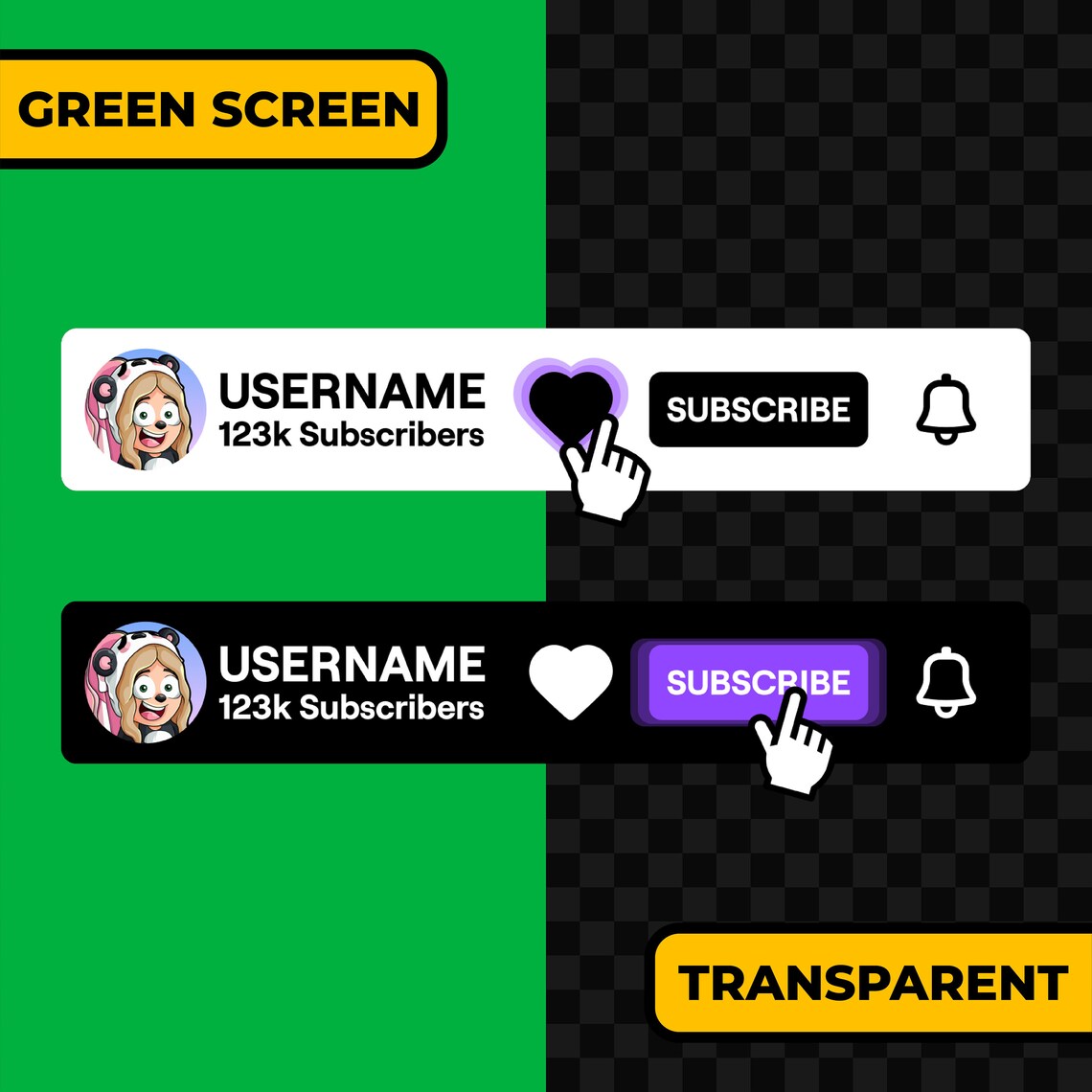 Custom Animated Twitch Follow and Subscribe Button Overlay | Stream ...